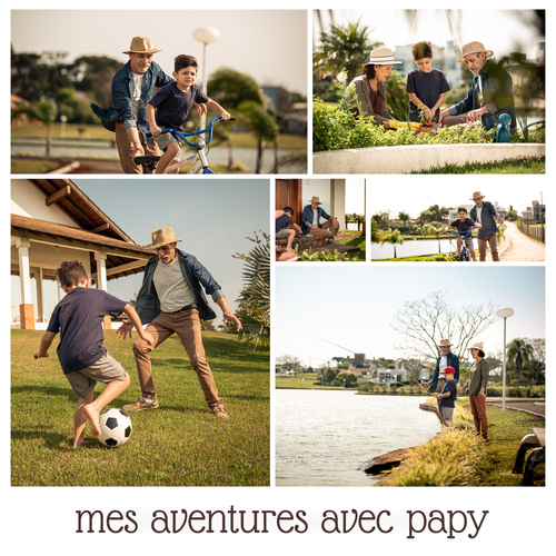 Collage photo souvenir personnalisée "Mes aventures avec Papy"