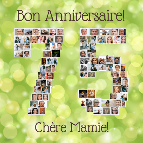 Collage photo "75" anniversaire - Offrez un souvenir unique à votre grand-mère