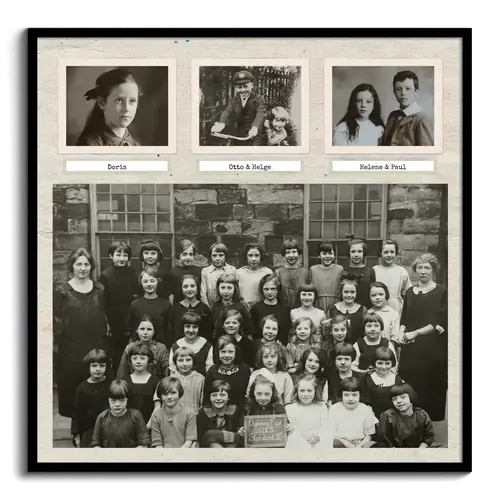 Anciennes photos en noir et blanc et de classe en photomontage reanimees