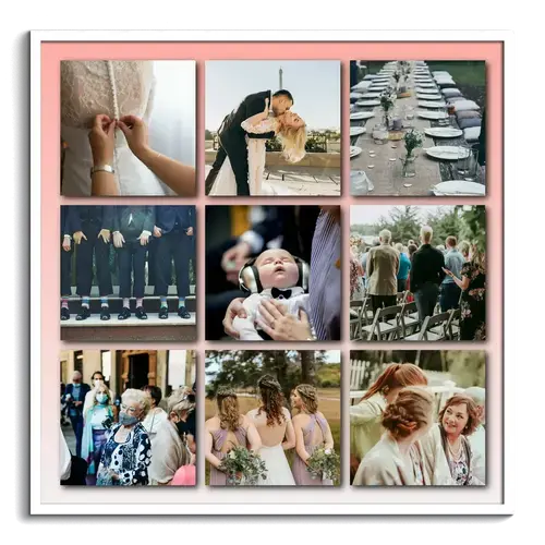 Collage de mariage en grille avec images ombragees en souvenir