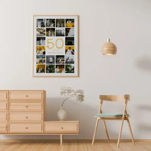 Zahl-Fotocollage Goldene Hochzeit (20–80 Fotos)