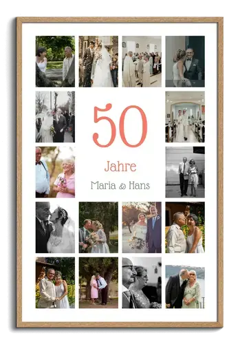 Zahl-Fotocollage Goldene Hochzeit (20–80 Fotos)