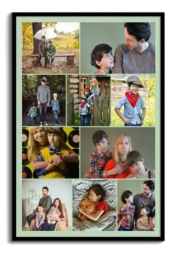 Mosaique avec photos en rangee a partir de photos d enfants et de famille