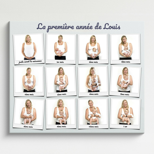 Créez une Affiche Collage Polaroid: Les 12 Mois de Bébé avec Texte Personnalisé