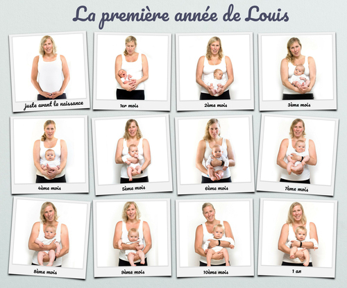 Créez une Affiche Collage Polaroid: Les 12 Mois de Bébé avec Texte Personnalisé