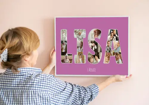 Personalisierte Fotocollage: Kindername in Fotos