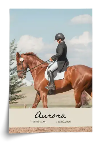 Affiche souvenir cheval avec photo et dates