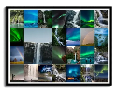 Naturphänomene-Collagen: Polarlichter & Regenbogen