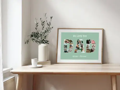 Collage Photo "On t'aime Papa" personnalisée