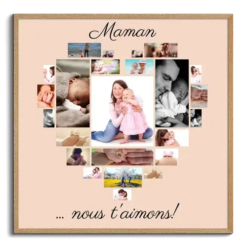 Cadeau personnalise pour Maman Photos en coeur avec message MAMA NOUS T AIMONS