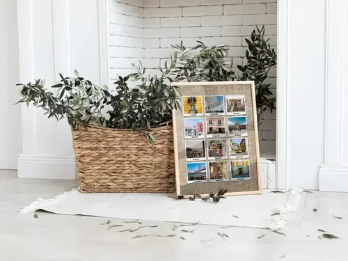 Reisefotos-Collage mit Hintergrund oder Rundformat