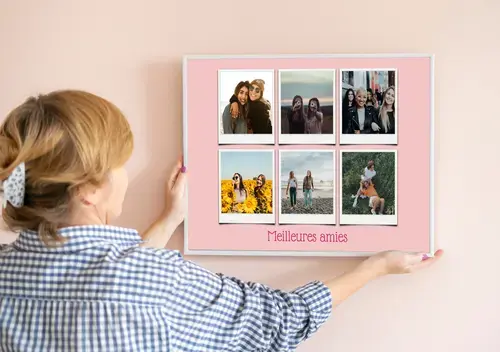 Amis en Collage Polaroid avec Texte