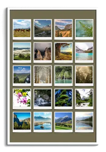 Natur-Polaroid-Collage mit Jahreszeiten-Texte