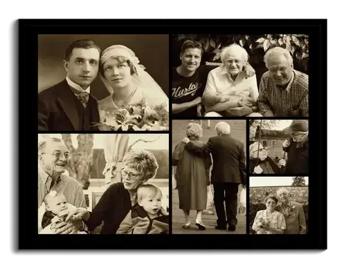 Effet sepia en collage photo avec anciennes photos de famille