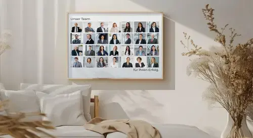Team-Portrait Collage im Raster-Layout