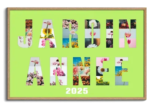 Fotocollage texte dispose jardin annee 2021