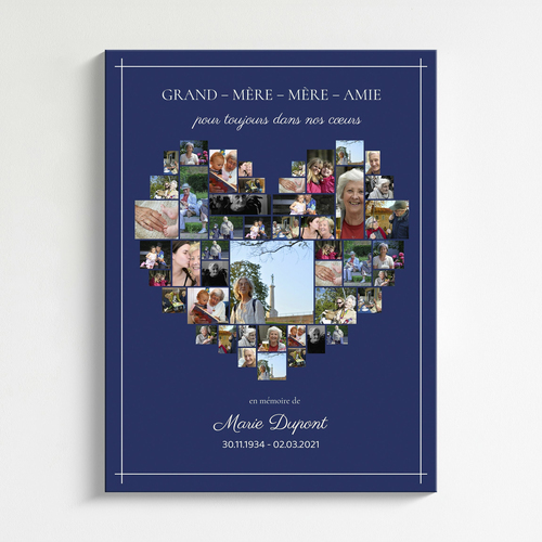 Collage Souvenir Cœur Hommage sur Toile Premium - Personnalisable