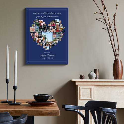 Collage Souvenir Cœur Hommage sur Toile Premium - Personnalisable