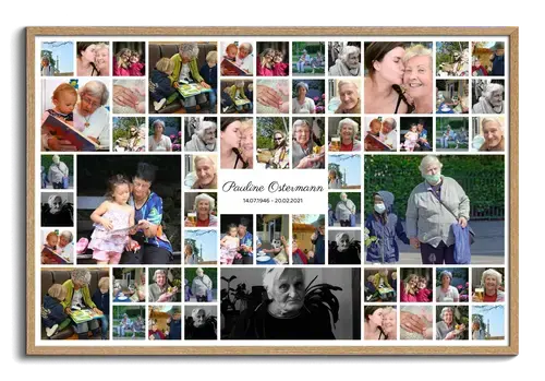 Mosaique avec de nombreuses photos en memoire du deces