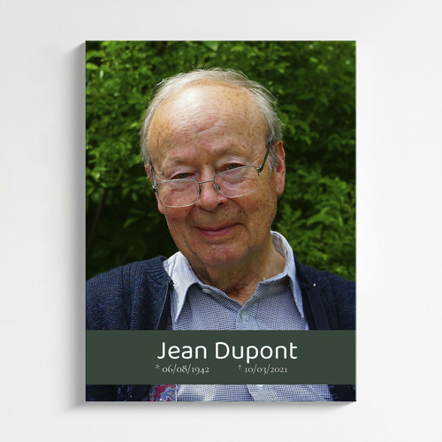 Image memorielle portrait avec nom et dates