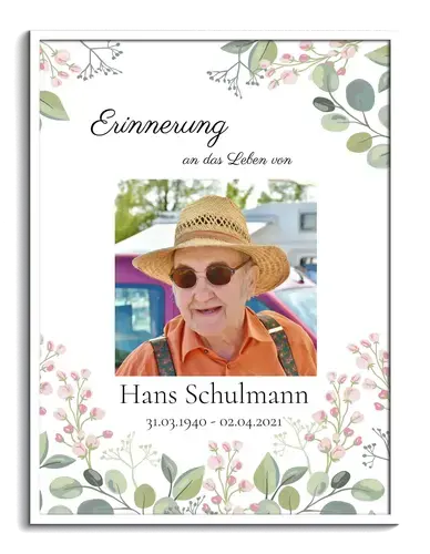 Erinnern an den Verstorbenen Blumenportrait Trauerbild mit einem Foto