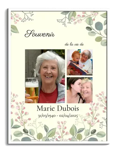 Souvenez vous de la defunte portrait fleuri avec trois photos