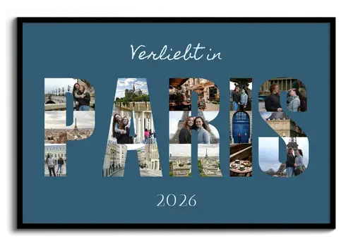 Urlaubsbilder als Fotocollage auf Poster oder Leinwand mit Text