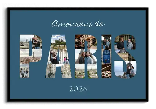Photos de vacances en photomontage sur poster ou toile avec texte