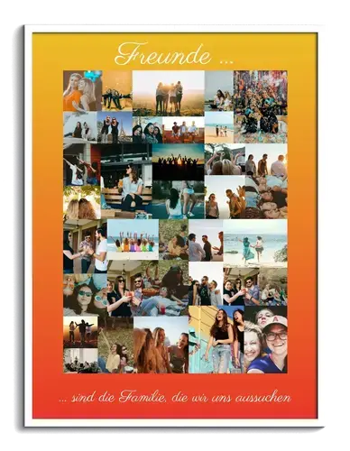 Fotocollage „Freunde“ mit individueller Botschaft – Hochformat 30x40cm