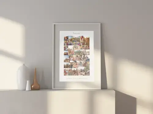 Wilde Fotocollage „Freunde“ mit Text im Hochformat