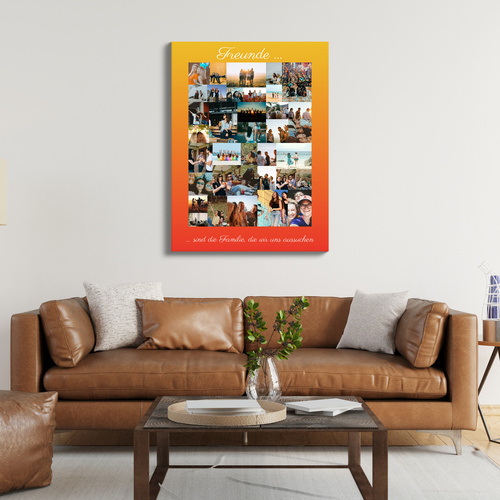 Fotocollage „Freunde“ mit individueller Botschaft – Hochformat 30x40cm