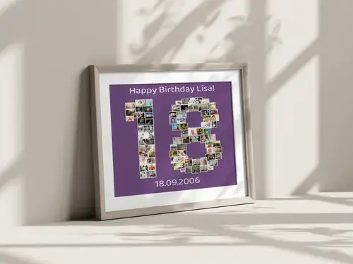 Fotocollage Zahl '18' – individuell gestaltbar