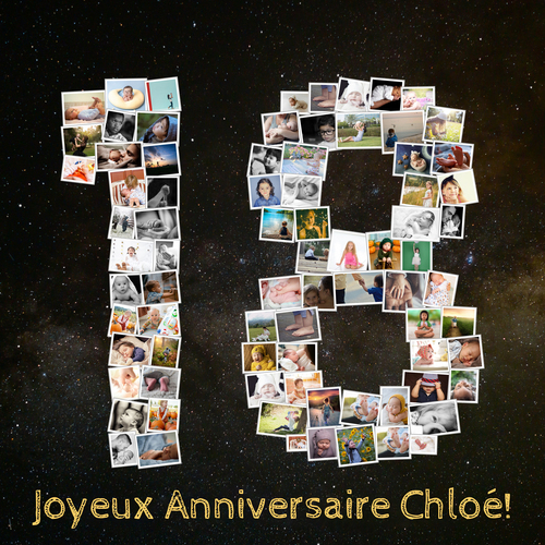 Collage photo "18 ans" personnalisée pour anniversaire ou fête spéciale