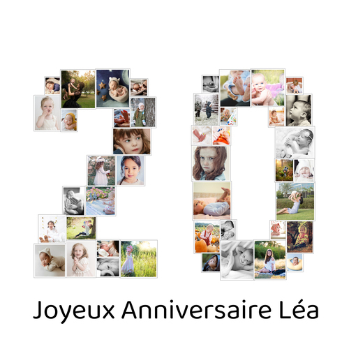 Créez votre photo-collage "20" anniversaire unique et mémorable dès aujourd'hui !