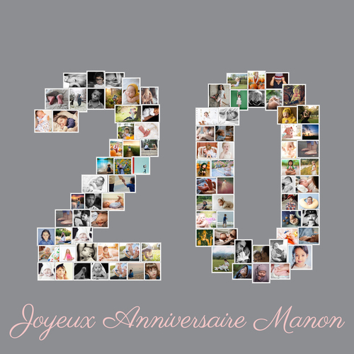 Créez votre photo-collage "20" anniversaire unique et mémorable dès aujourd'hui !