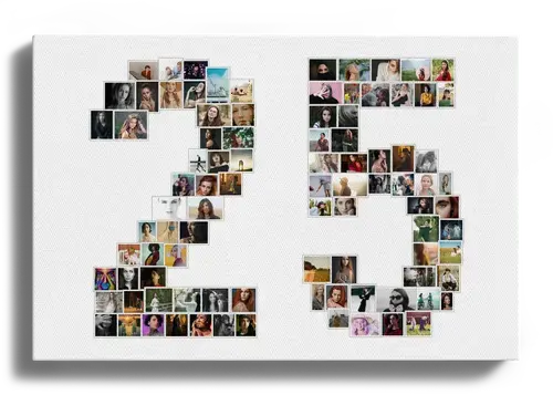Créez un collage photo en chiffre 25 pour anniversaire ou célébration