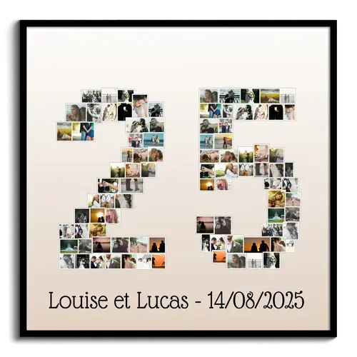 Créez un collage photo en chiffre 25 pour anniversaire ou célébration