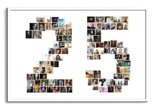 Créez un collage photo en chiffre 25 pour anniversaire ou célébration