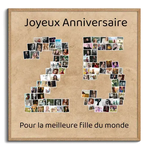 Créez un collage photo en chiffre 25 pour anniversaire ou célébration