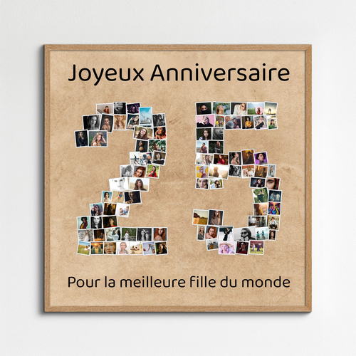 Créez un collage photo en chiffre 25 pour anniversaire ou célébration