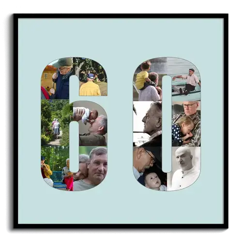 Collage numéro 60 personnalisée - Cadeau d'anniversaire ou retraite