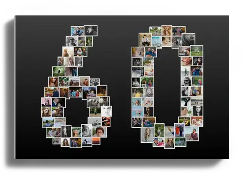 Collage numéro 60 personnalisée - Cadeau d'anniversaire ou retraite