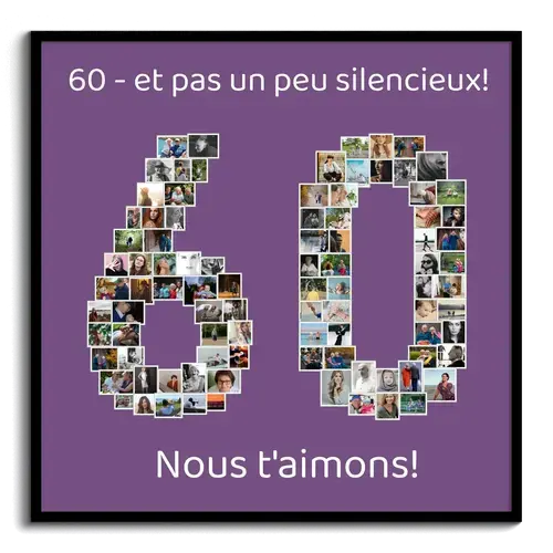 Collage numéro 60 personnalisée - Cadeau d'anniversaire ou retraite
