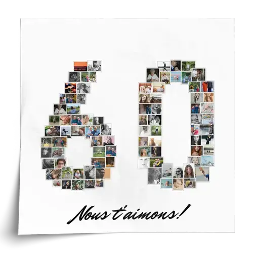 Collage Photo Chiffre 60 Anniversaire Personalizable