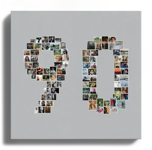 Créez un Collage Photo Chiffre 90 pour Anniversaires – Cadeau Personnalisé
