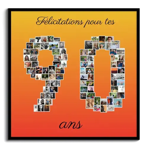 Créez un Collage Photo Chiffre 90 pour Anniversaires – Cadeau Personnalisé