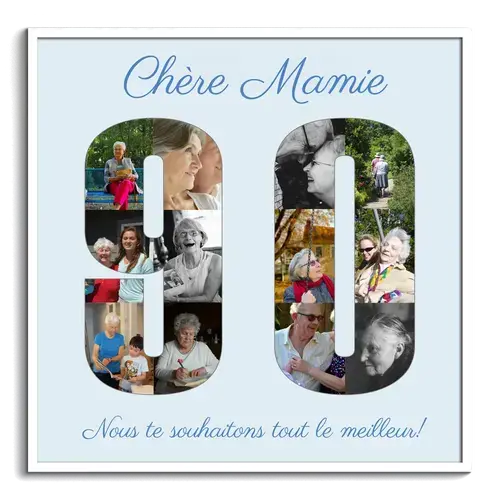 Créez un Collage Photo Chiffre 90 pour Anniversaires – Cadeau Personnalisé