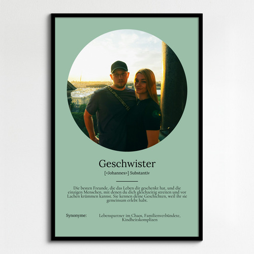 "Geschwister" Definition - Geschenk als Poster, Leinwand erstellen. Eigene Fotos und Text.