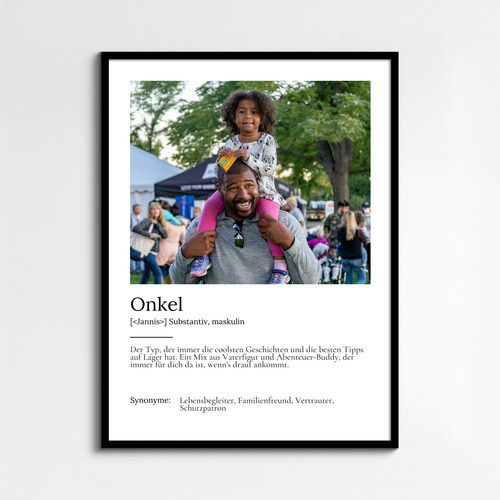 "Onkel" Definition - Geschenk als Poster, Leinwand erstellen. Eigene Fotos und Text.