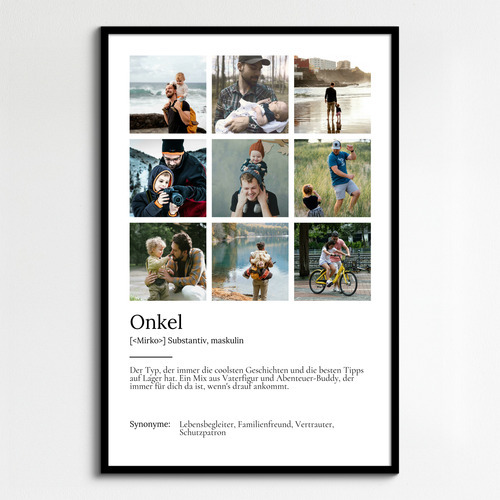 "Onkel" Definition - Geschenk als Poster, Leinwand erstellen. Eigene Fotos und Text.